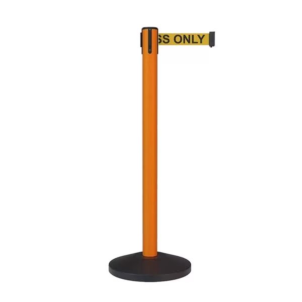 Stanchion Belt Barrier Orange Post 9ft. Authorized..Belt, Montour Line, Mfr#: MS630-OR-AUTHYB-90